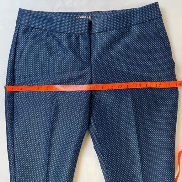 Express Columnist Ankle Dress Pants Sheen Patterned Navy Black Size 2 - Picture 6 of 13